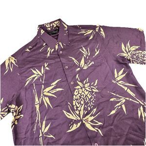 Tori Richard Silk Floral Beach Shirt Men L Purple Hawaiian Vacation Wicking